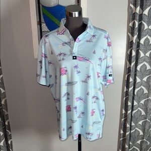 Bad Birdie Yacht Rock Men’s Short Sleeve Golf Polo Shirt SZ Large